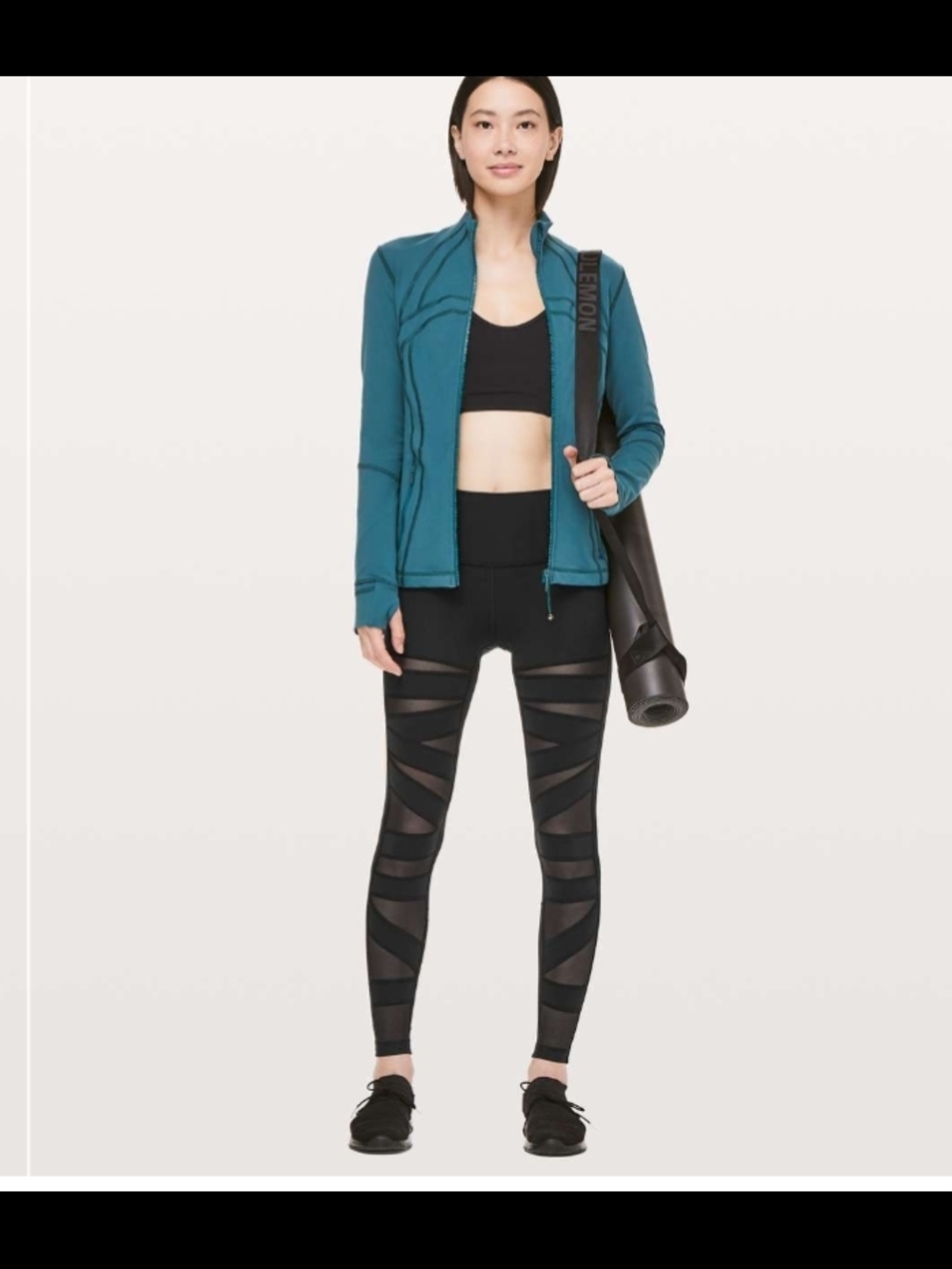 Lululemon Black Tech Mesh Mid Rise Legging Large